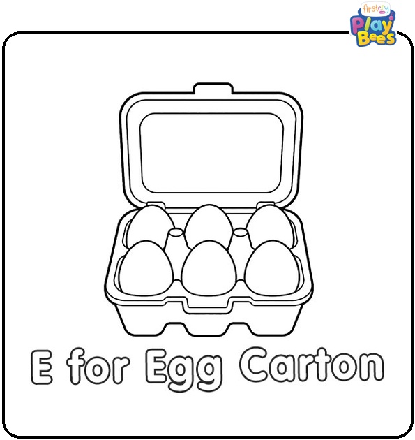 E for Egg Carton Coloring Page