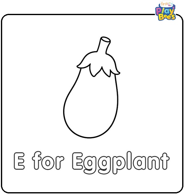 E for Eggplant Coloring Page