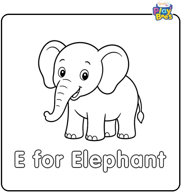 E for Elephant Coloring Page