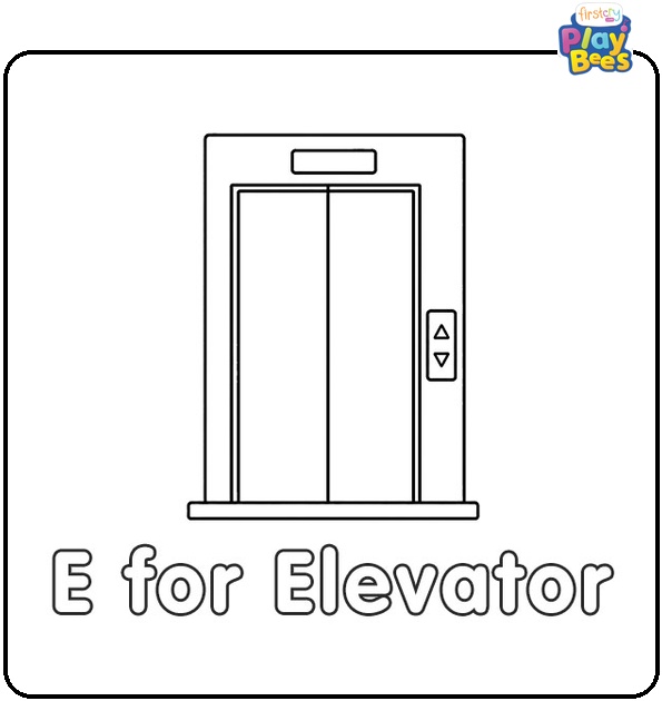 E for Elevator Coloring Page