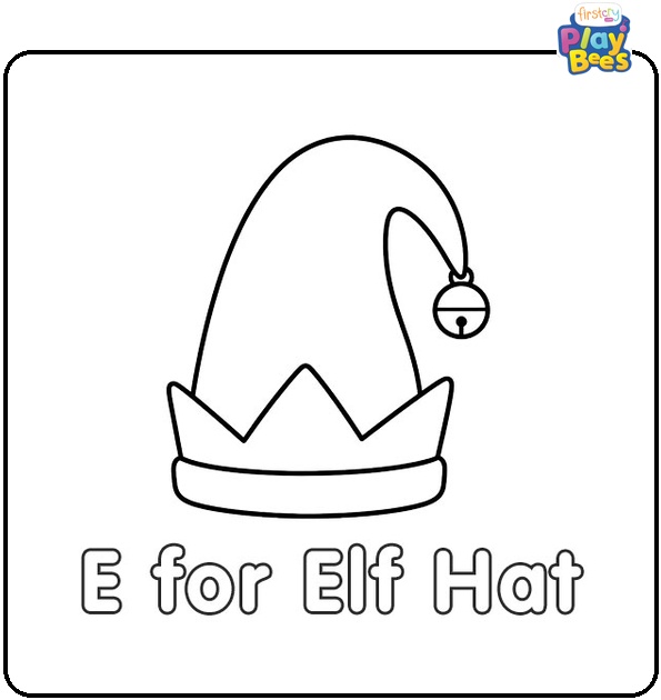 E for Elf Hat Coloring Page