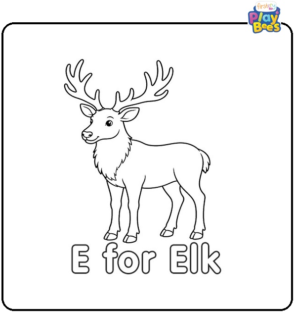 E for Elk Coloring Page