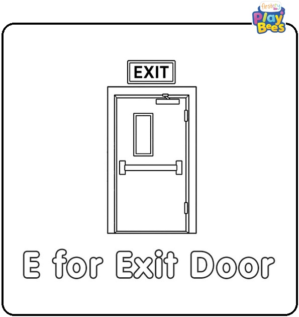 E for Exit Door Coloring Page