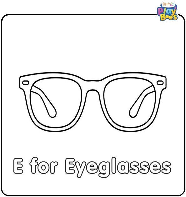 E for Eyeglasses Coloring Page