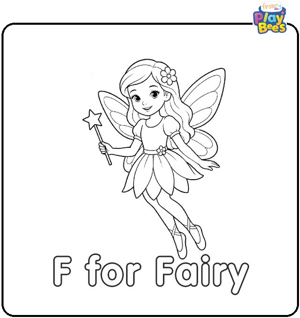 F for Fairy Coloring Page F for Fairy Coloring Page