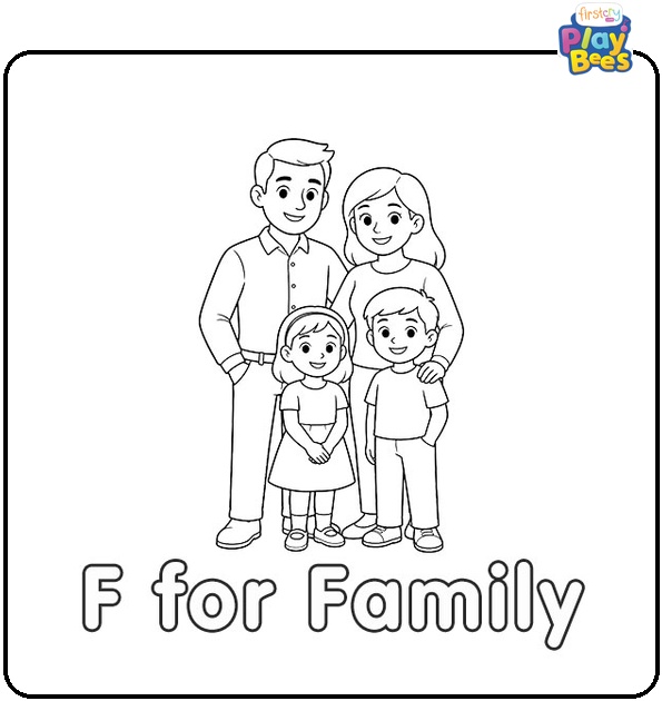 F for Family Coloring Page F for Family Coloring Page