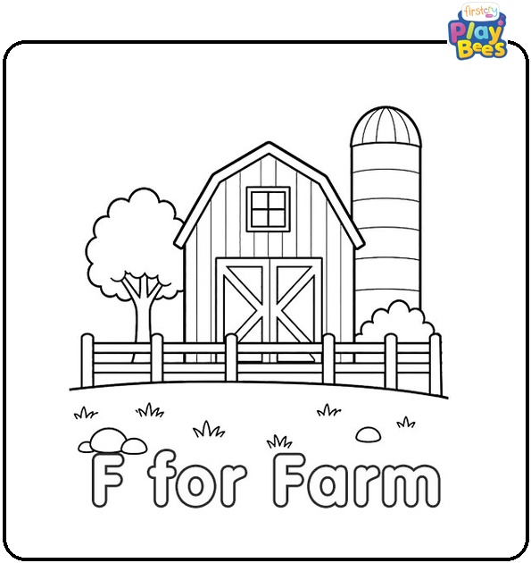 F for Farm Coloring Page F for Farm Coloring Page