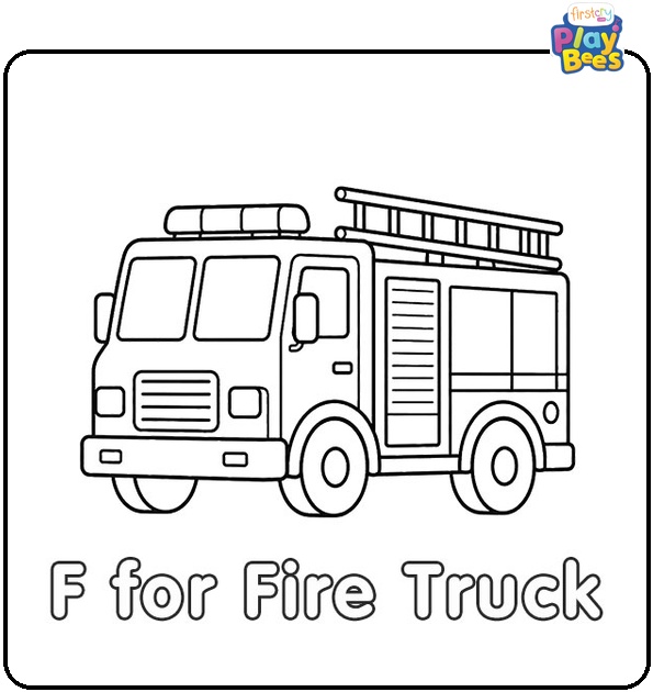 F for Fire Truck Coloring Page F for Fire Truck Coloring Page