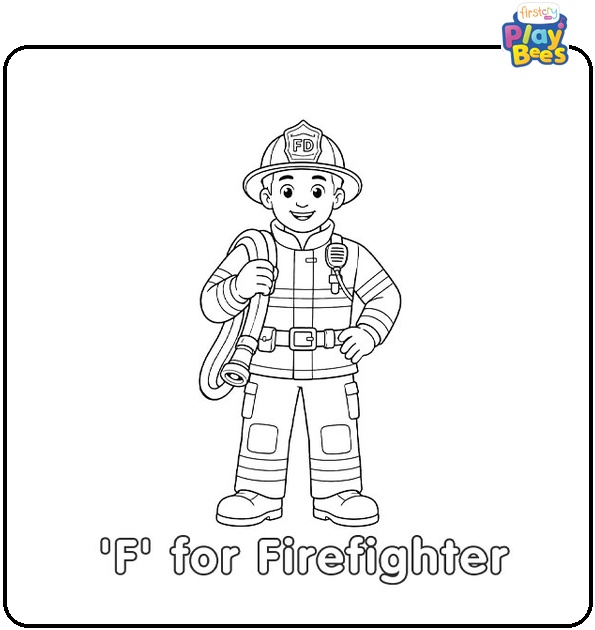 'F' for Firefighter Coloring Page 'F' for Firefighter Coloring Page