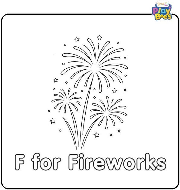 F for Fireworks Coloring Page F for Fireworks Coloring Page