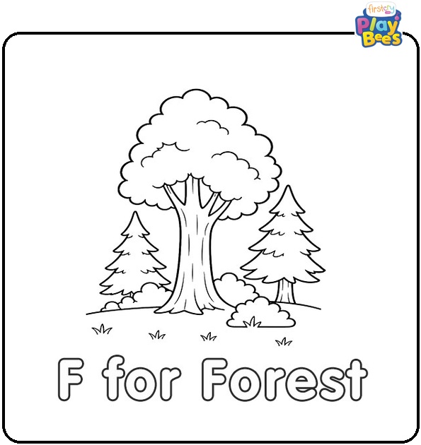 F for Forest Coloring Page F for Forest Coloring Page