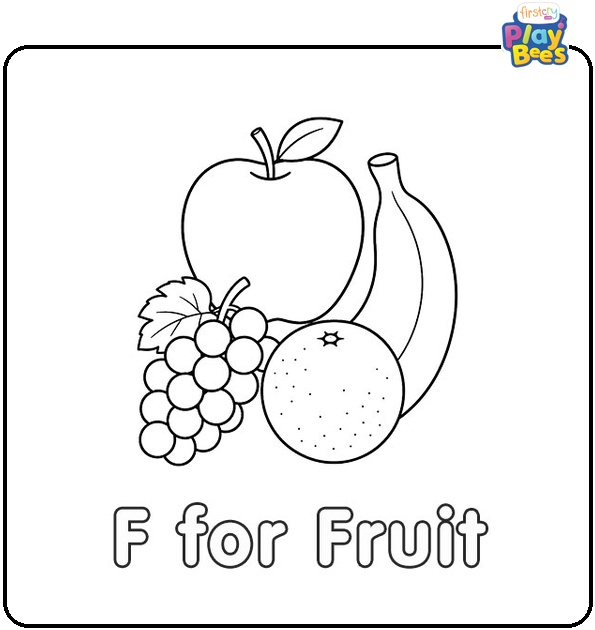 F for Fruits Coloring Page F for Fruits Coloring Page