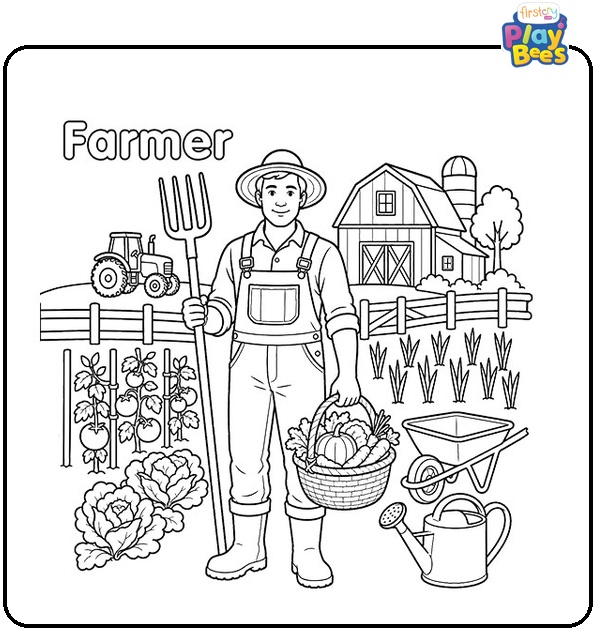 Farmer Coloring Page Farmer Coloring Page
