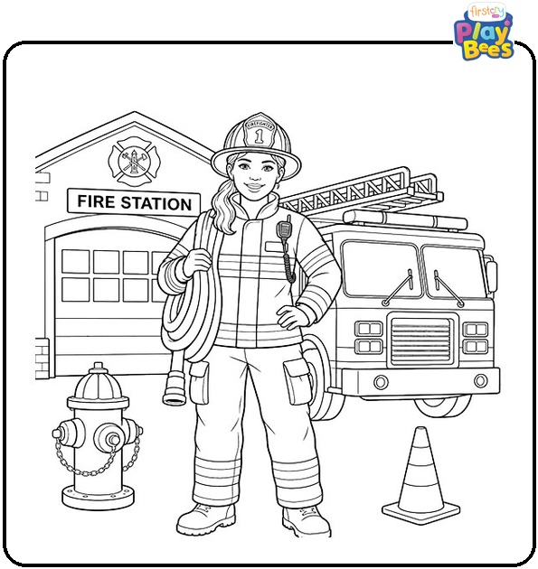 Female Firefighter Coloring Page Female Firefighter Coloring Page