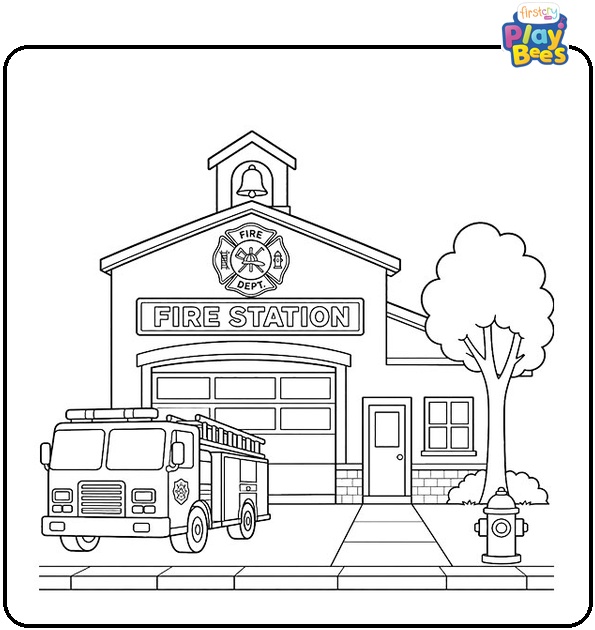 Fire Station Coloring Page Fire Station Coloring Page