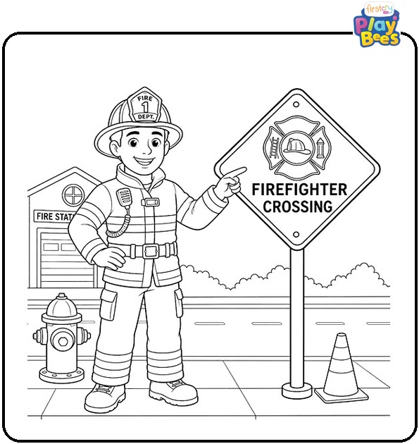 Firefighter Crossing Sign Coloring Page Firefighter Crossing Sign Coloring Page