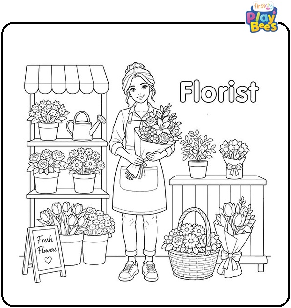 Florist Coloring Page Florist Coloring Page