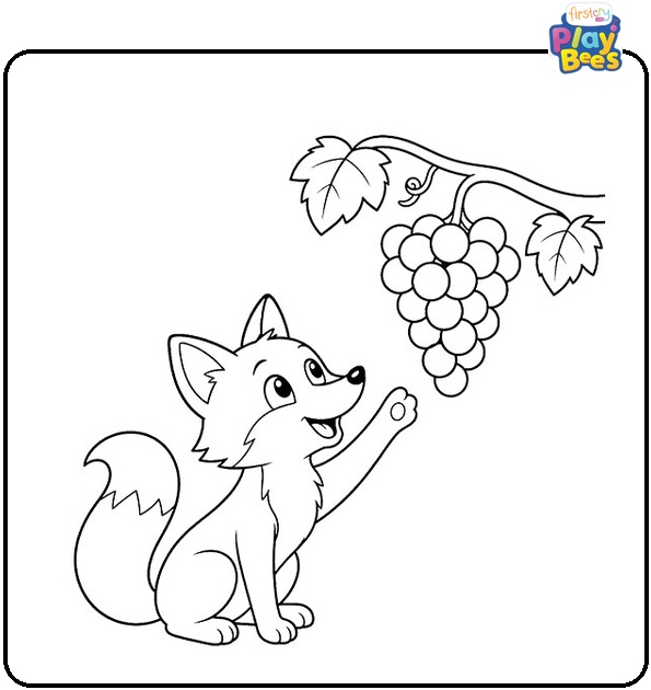 Fox and Bunch of Grapes Coloring Page Fox and Bunch of Grapes Coloring Page