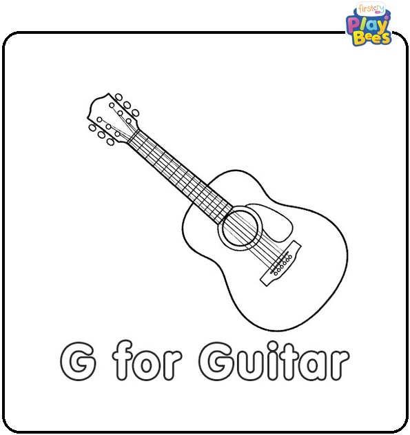 G for Guitar Coloring Page G for Guitar Coloring Page