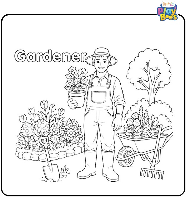 Gardener Coloring Page Gardener Coloring Page