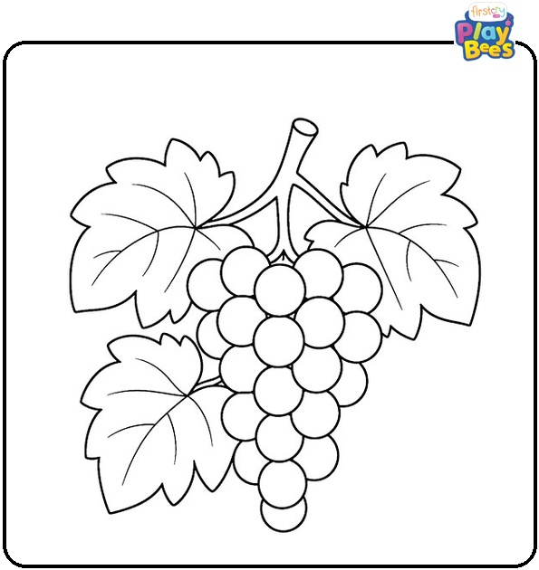 Grapes with Big Leaves Coloring Page Grapes with Big Leaves Coloring Page