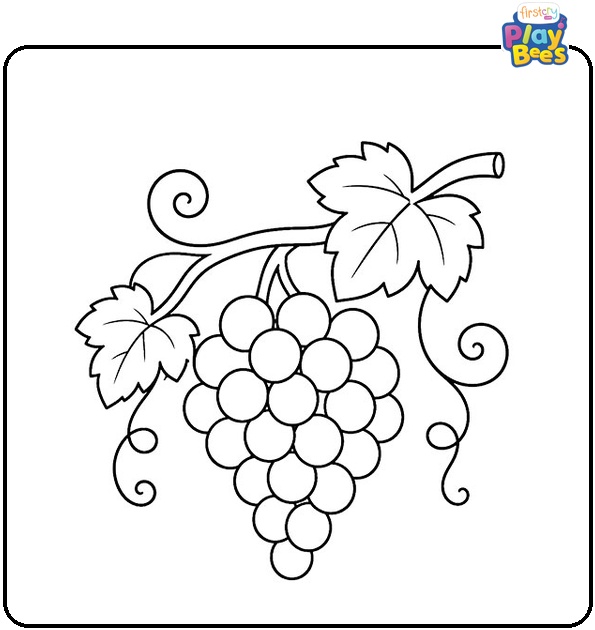 Grapes with Curling Vines Coloring Page Grapes with Curling Vines Coloring Page