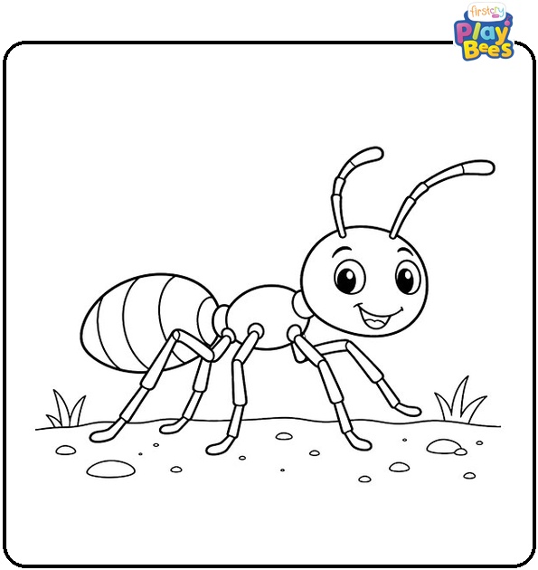 Happy Ant Walking Coloring Page Happy Ant Walking Coloring Page