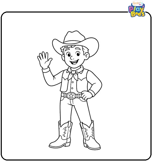 Happy Cowboy Coloring Page Happy Cowboy Coloring Page