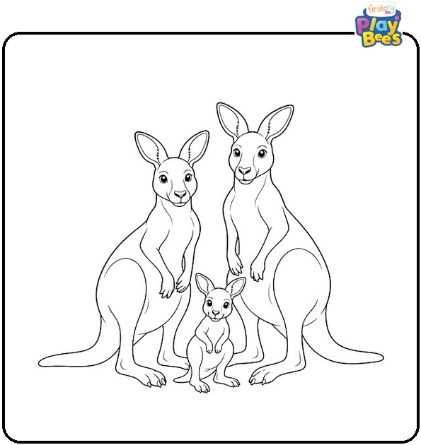 Kangaroo Family Coloring Page Kangaroo Family Coloring Page