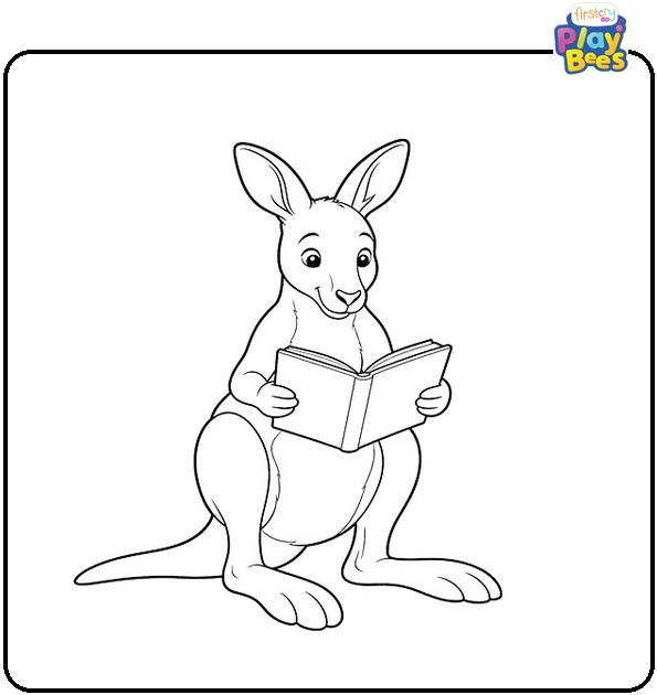 Kangaroo Reading Coloring Page Kangaroo Reading Coloring Page