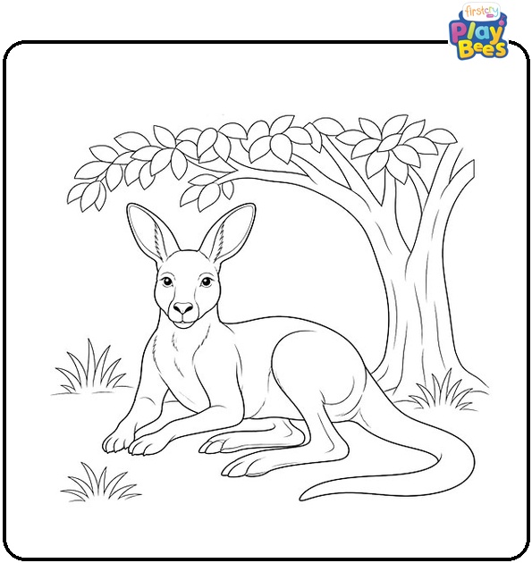 Kangaroo Resting Under a Tree Coloring Page Kangaroo Resting Under a Tree Coloring Page