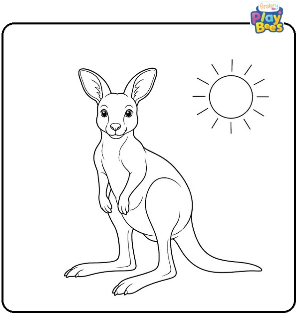 Kangaroo Under the Sun Coloring Page Kangaroo Under the Sun Coloring Page