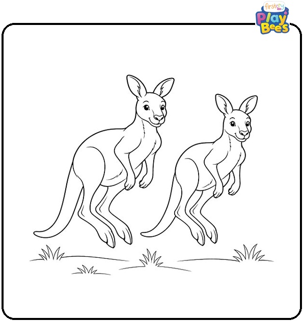 Kangaroos Hopping Coloring Page Kangaroos Hopping Coloring Page