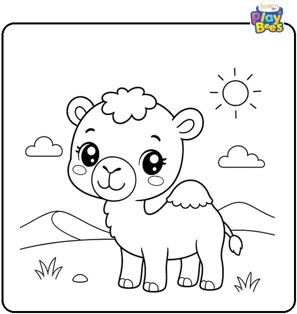 Kawaii Chibi Camel Coloring Page