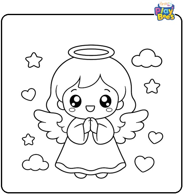 Kawaii Chibi Angel Coloring Page Kawaii Chibi Angel Coloring Page