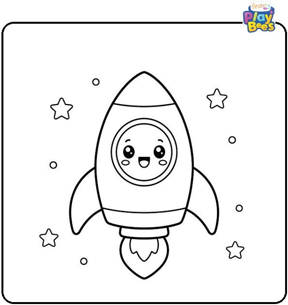 Kawaii Rocket Coloring Page Kawaii Rocket Coloring Page