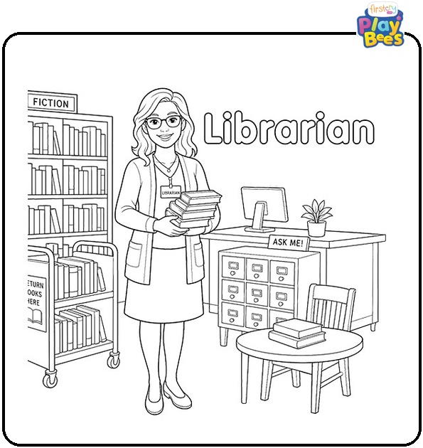 Librarian Coloring Page Librarian Coloring Page