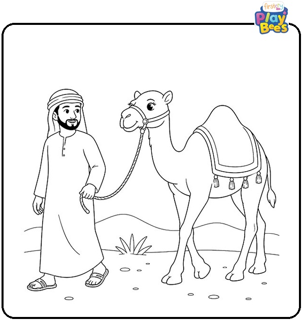 Man Leading A Camel Coloring Page