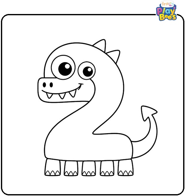 Monster Shaped Number 2 Coloring Page Monster Shaped Number 2 Coloring Page