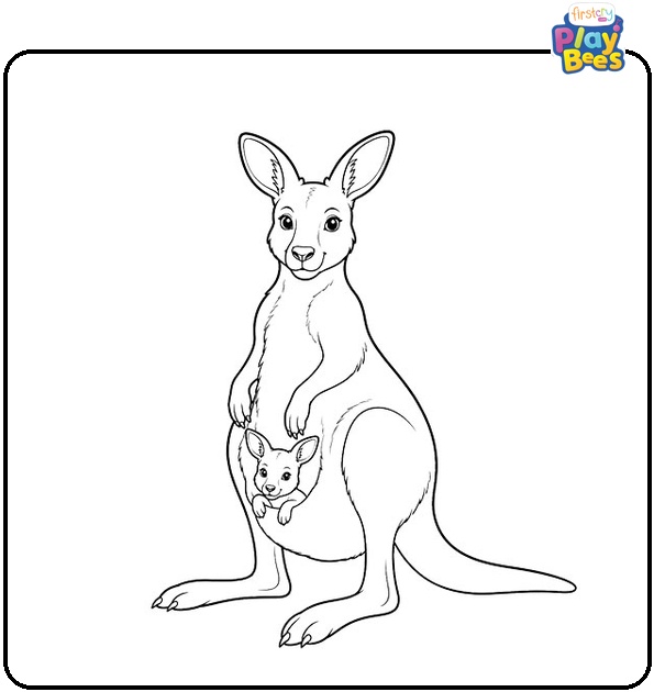 Mother Kangaroo and Baby Coloring Page Mother Kangaroo and Baby Coloring Page