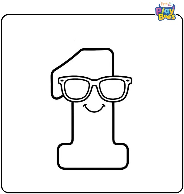 Number 1 Wearing Sunglasses Coloring Page
