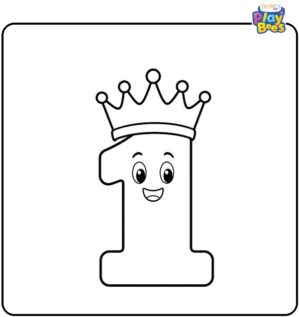 Number 1 Wearing a Crown Coloring Page
