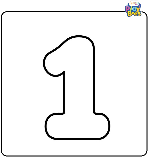 Number 1 in Bubble Style Coloring Page
