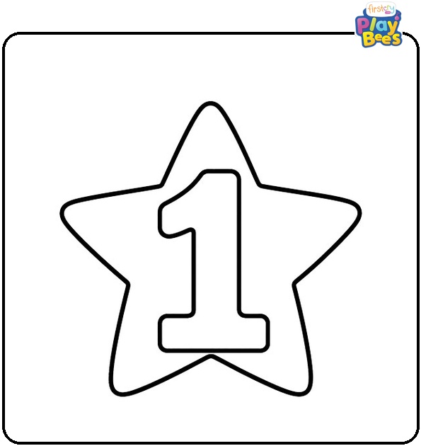 Number 1 in a Star Shape Coloring Page