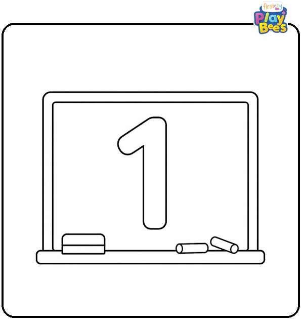 Number 1 on a Chalkboard Coloring Page