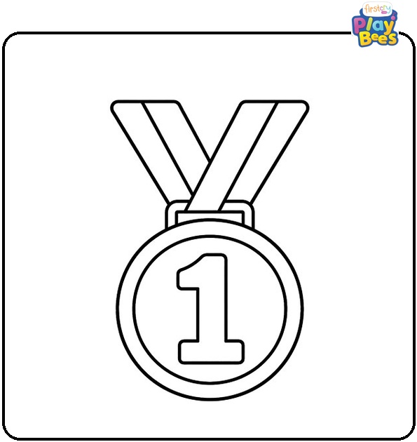 Number 1 on a Medal Coloring Page