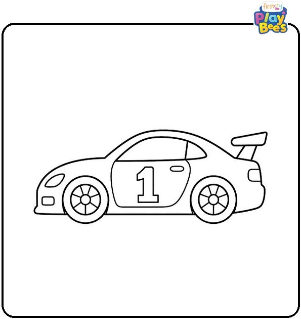 Number 1 on a Racing Car Coloring Page