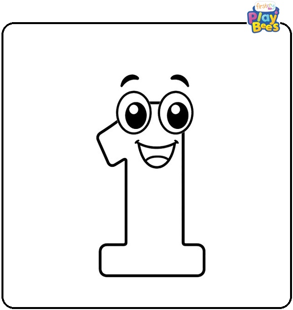 Number 1 with Eyes Coloring Page