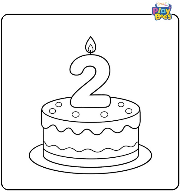 Number 2 Birthday Cake Coloring Page Number 2 Birthday Cake Coloring Page