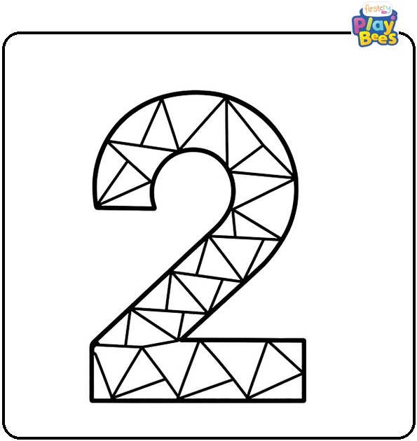 Number 2 Decorated with Geometric Patterns Coloring Page Number 2 Decorated with Geometric Patterns Coloring Page